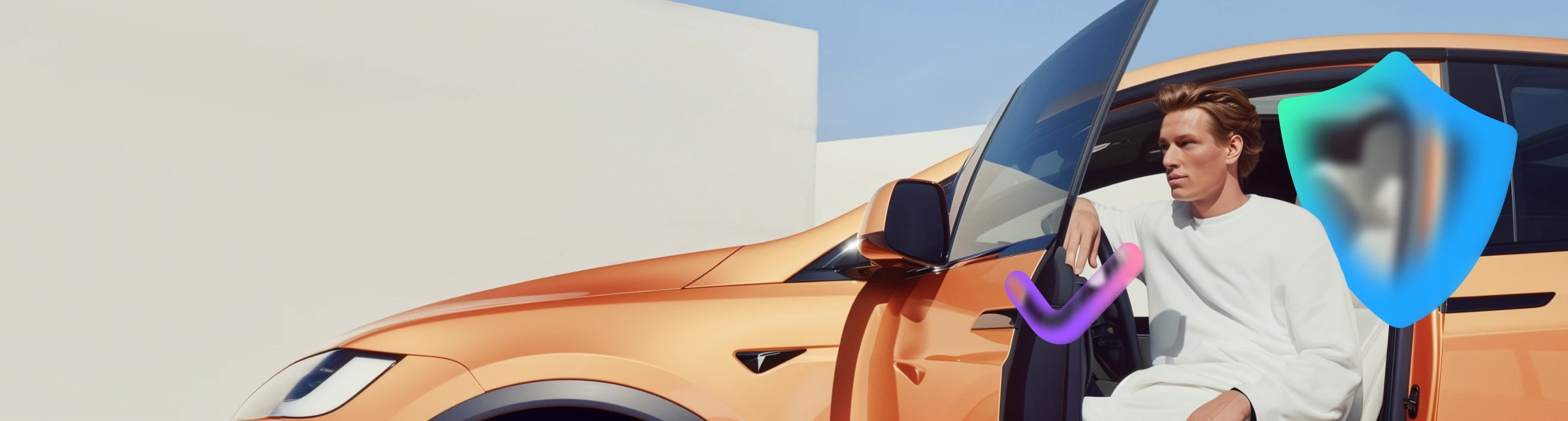 Изображение человека на машине